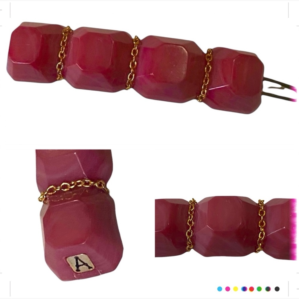 Alexandre de Paris 1980’s French Barrette in Pinkish‎ Purple Gold, Made in Paris